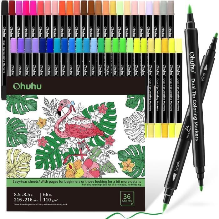 Feutres Coloriage Stylos Pinceaux À Double Pointe, Stylos Multicolores Feutres Coloriage Stylos Pinceaux À Double Pointe, Stylos Multicolores