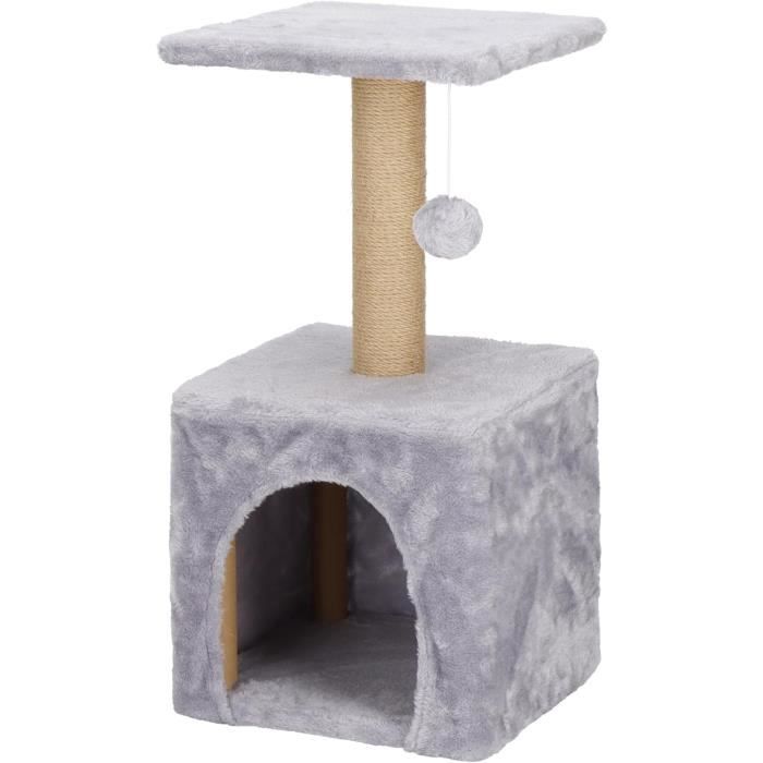 Comparer les prix de SPRINGOS Arbre à chat avec griffoir, cabane de jeu, plate-forme, poteaux en sisal, 62 cm115