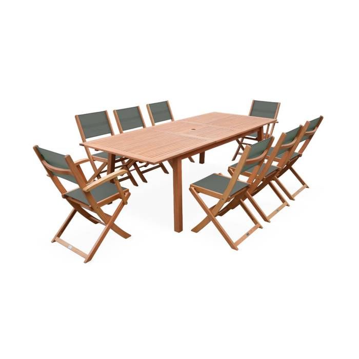 SWEEEK Ensemble table et chaises extensible en bois d'Eucalyptus - Almeria -  - 8 personnes - Savane 