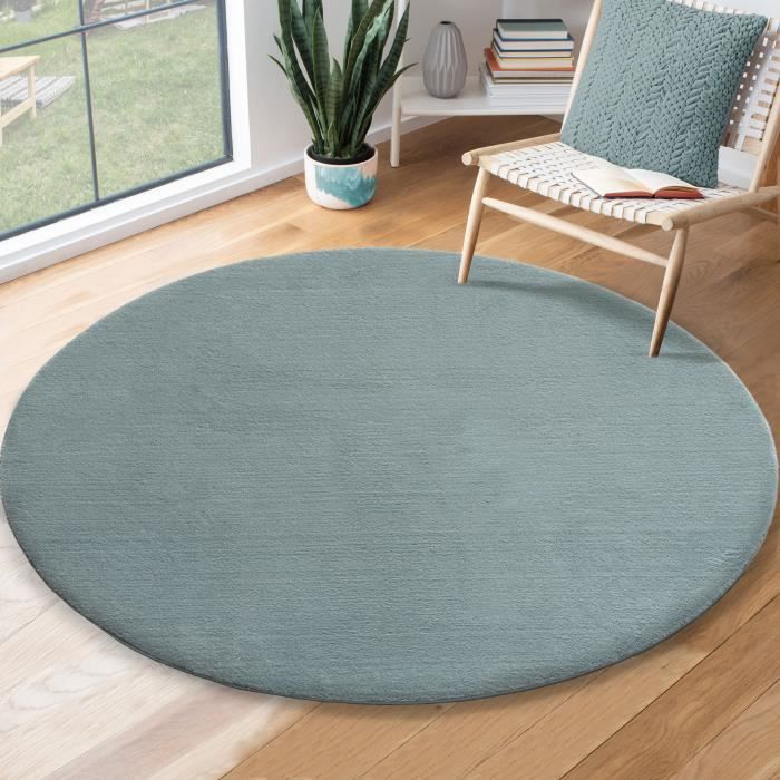 Tapis Rond - THE CARPET - Relax - Antidérapant - Lavable - Bleu - 120 cm
