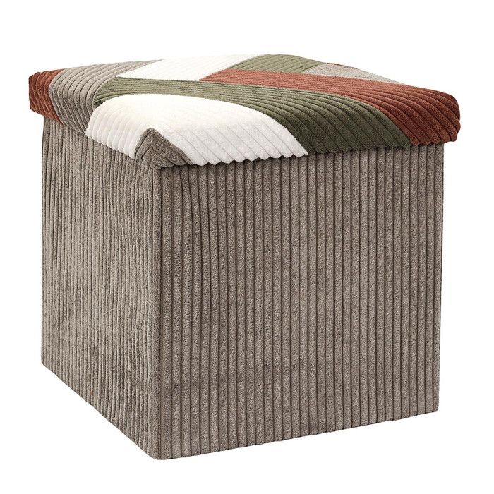 Coffre Pouf - HOME DECO FACTORY - Scott - Pliable - Patchwork - Multicolore