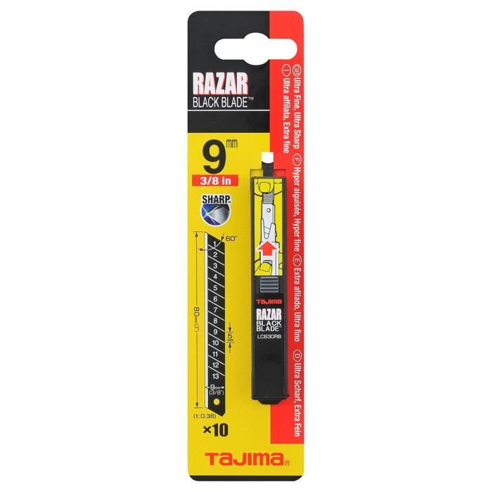 Lames De Rasoir Tajima RAZAR BLACK - Set De 10 Pour Coupe Précise