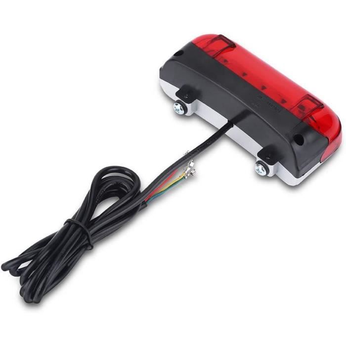 Feu Arrière Pour Vélo électrique 6V-48V - SODIAL (Noir/Rouge)
