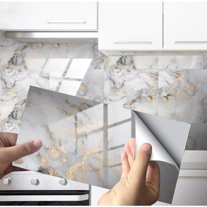 Stickers Carrelage Marbré 12X6 Inch Stickers Carrelage Mural 24 Pcs Pvc ...