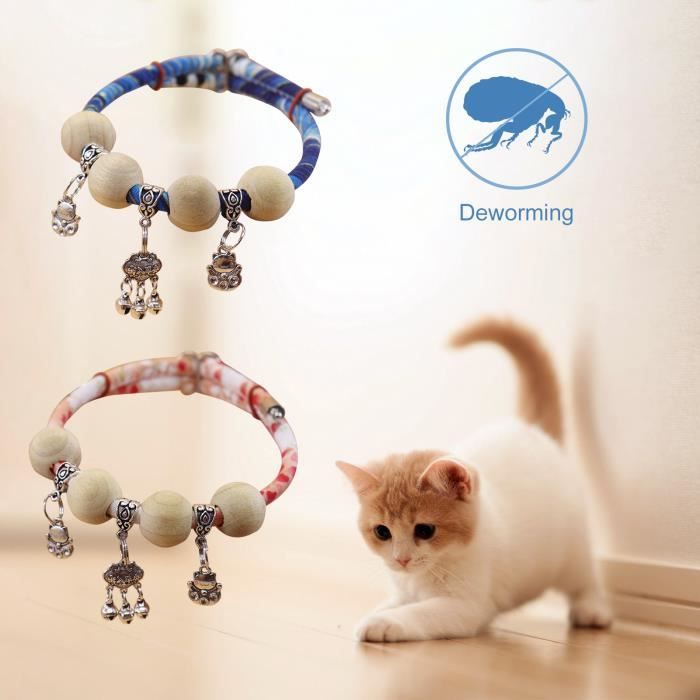 Comparer les prix de Collier antiparasitaire anti-puces pour animaux de compagnie naturel camphre bois avec cloche - L - Rose