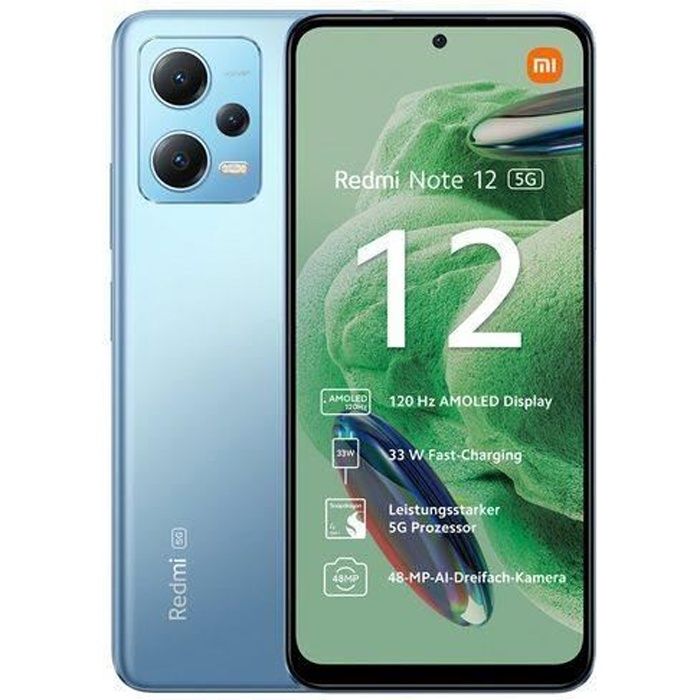 XIAOMI Redmi Note 12 5G 128Go 4Go Snapdragon® 4 Gen 1 6,67 pouces Caméra  48MP 5000mAh 33W Bleu - Cdiscount Téléphonie