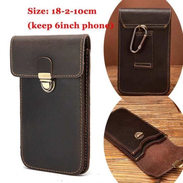 Sac Banane Vintage Xieben – Cuir Véritable, Ajustable, Multi Poches, Randonnée, Voyage, Téléphone