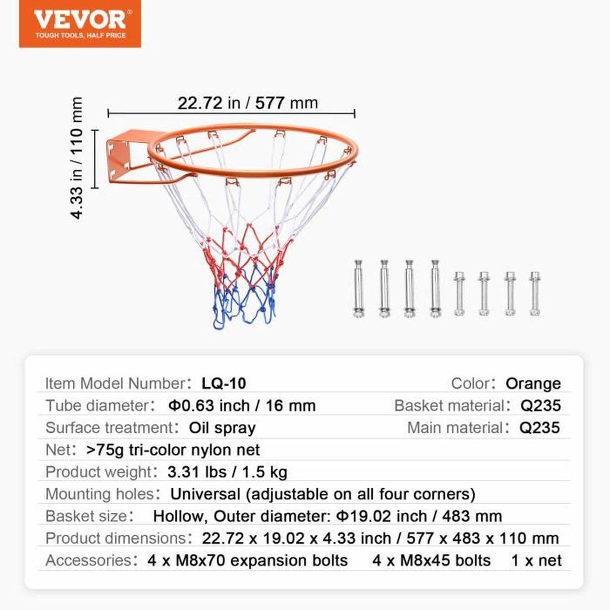 Filet De Basket Mural En Mousse PU - Panier D'entraînement Silencieux Pour Intérieur, 34 Cm De Diamètre - 14