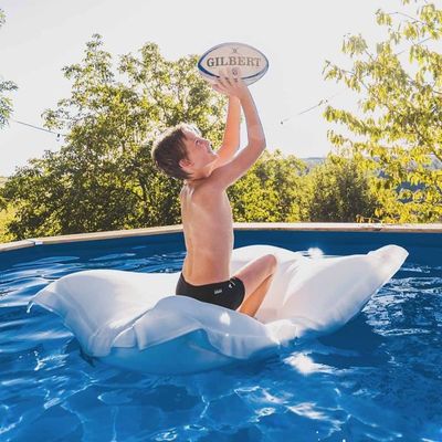 Pouf Géant Flottant LIVEDECO BiG52 - Déhoussable, Billes Françaises - Pour Piscine Et Jardin - Beige