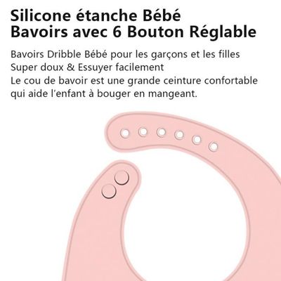 Bavoir Bébé En Silicone Alimentaire - Étanche, Réglable, Facile à Nettoyer - 6 Tailles - Pour Garçons Et Filles 0-3 Ans