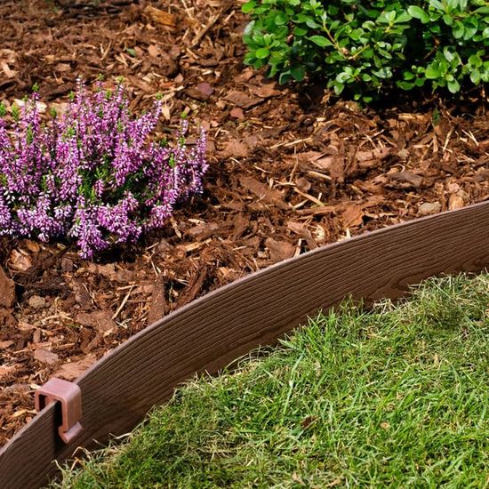 Bordura Per Aiuola UNIGARDIA 20m - Altezza 13cm, Con 40 Picchetti, Plastica Riciclata Marrone - Foto 12
