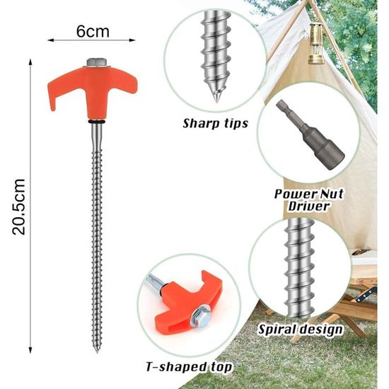 Sardines Camping, 16x Piquet De Tente, 210 Mm Long Sardines De Fixation Sardine Tente Pour Camping Et Exterieur Pique Nique Randonnee 97074847