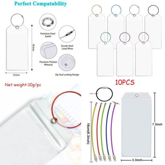 6 Étiquettes Bagage Croisière Transparentes - 19x10,3 Cm - Imperméables Avec Sangles Métalliques - Pour Valises