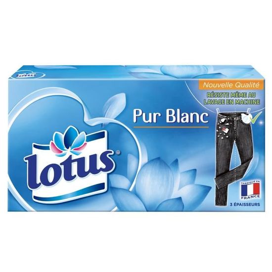 Lotus Mouchoirs Classic+ Pur Blanc - Lot De 4 Boîtes X 80 Mouchoirs - 3 Épaisseurs - Extra Doux