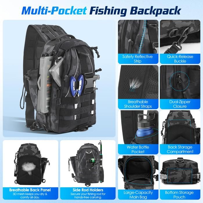 Set de sacs de pêche de 208 pièces, sac à dos de pêche étanche 40L avec boîtes, sac de pêche pour la pêche, incluant des appâts de pêche, pinces à poisson, extracteur Set de sacs de pêche de 208 pièces, sac à dos de pêche étanche 40L avec boîtes, sac de pêche pour la pêche, incluant des appâts de pêche, pinces à poisson, extracteur