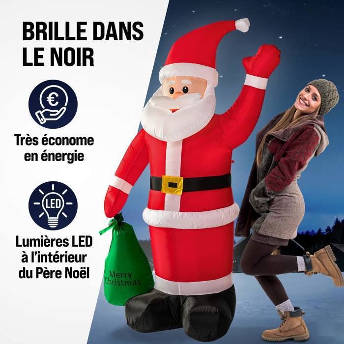 KESSER® Père Noël Gonflable Avec Siècle Des Lumières LED Premium - Décoration De Noël