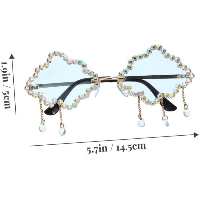 WSRRDRECVHi Lunettes De Soleil Sans Monture Unisexe Tendance Nuages Lunettes De Soleil Femme Homme Vintage Métal Gland En Forme De Nuage Nuages Gouttes De Pluie Design Amusant, Bleu, Taille Unique