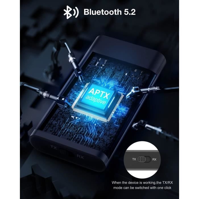 Émetteur Récepteur Bluetooth 5.0 2-en-1 avec Prise Jack 3,5 mm, SOOMFON Adaptateur  Bluetooth Aux, Transmetteur-récepteur Bluetooth sans Fil pour Voiture, TV,  écouteurs, chaînes stéréo : : High-Tech