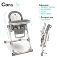 LIONELO Chaise haute bébé Cora réglable pliable - Gris-2
