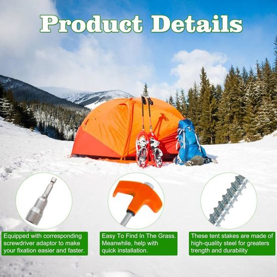 12PCS Tente en Acier, Sardines à Visser, Piquets à Vis de Camping, Piquets de Sol Robustes avec Filetage pour Le Camping et l'extérieur mit Clé à Douille 12PCS Tente en Acier, Sardines à Visser, Piquets à Vis de Camping, Piquets de Sol Robustes avec Filetage pour Le Camping et l'extérieur mit Clé à Douille