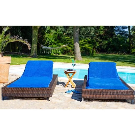 Serviette Bain Soleil Delindo XXL 83x200cm - 100% Coton Égyptien | Housse Chaise Longue Plage
