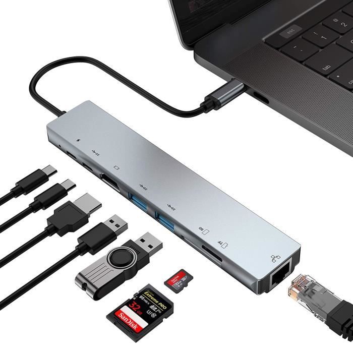 Adaptateur USB Type-C vers HDMI DVI VGA USB 3.0 Convertisseur USB 3.1  Adaptateur Hub 4 en 1 @oapsagaX541 - Cdiscount Informatique