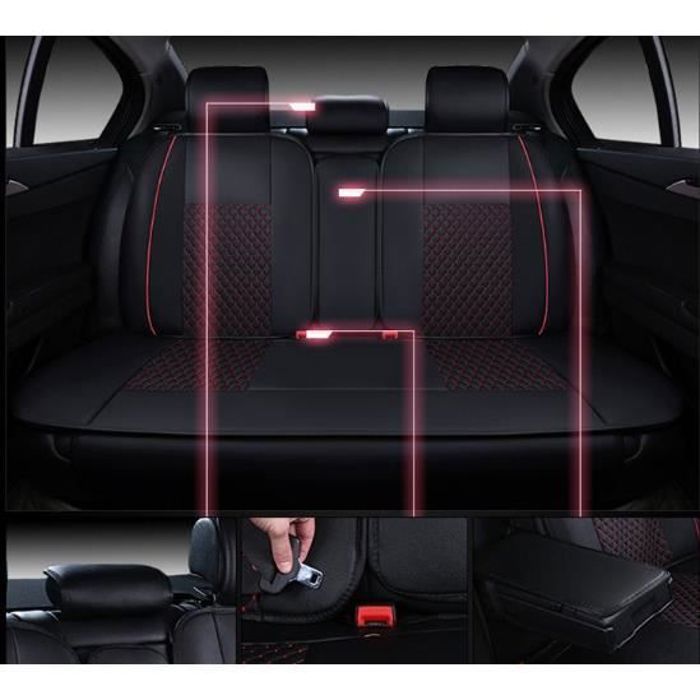 Housses De Siège Auto Universelles En Similicuir Noir (7155