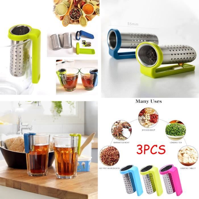 Lot De 3 Boules à Thé En Acier Inoxydable Avec Chaînes - Filtre Pour Thé En Vrac, épices Et Assaisonnements