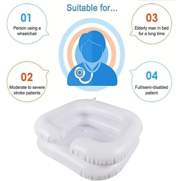 Lavabo pour les personnes alitées, avec tuyau de vidange de 1 m - Bac à shampooing, Lavabo à cheveux - Pour les personnes alitées, les femmes enceintes, les personnes handicapées et postopératoires