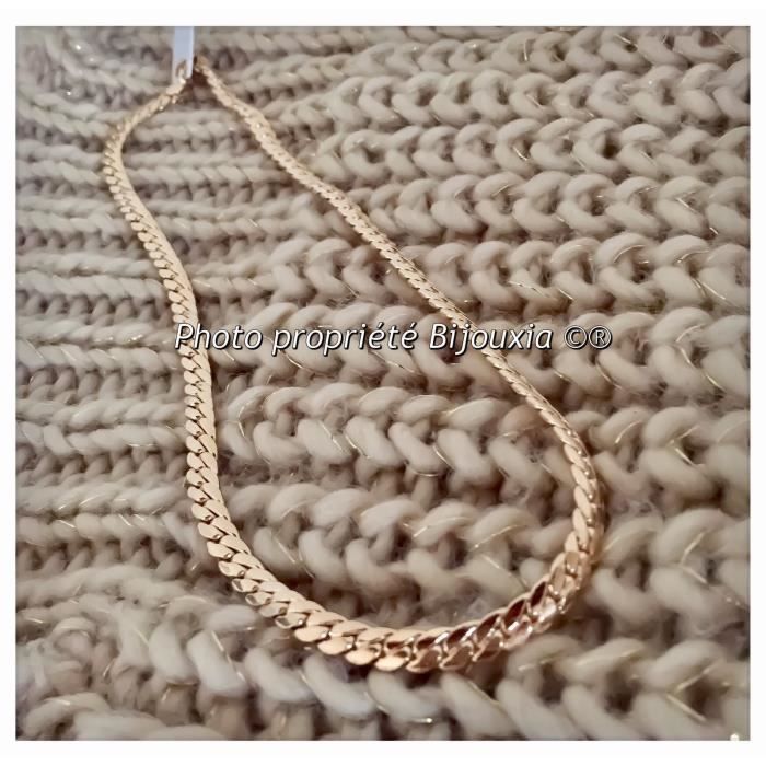Collier Maille Anglaise En Plaqué Or 18 Carats - Longueur 45 Cm, Largeur 5 Mm - Bijou Femme
