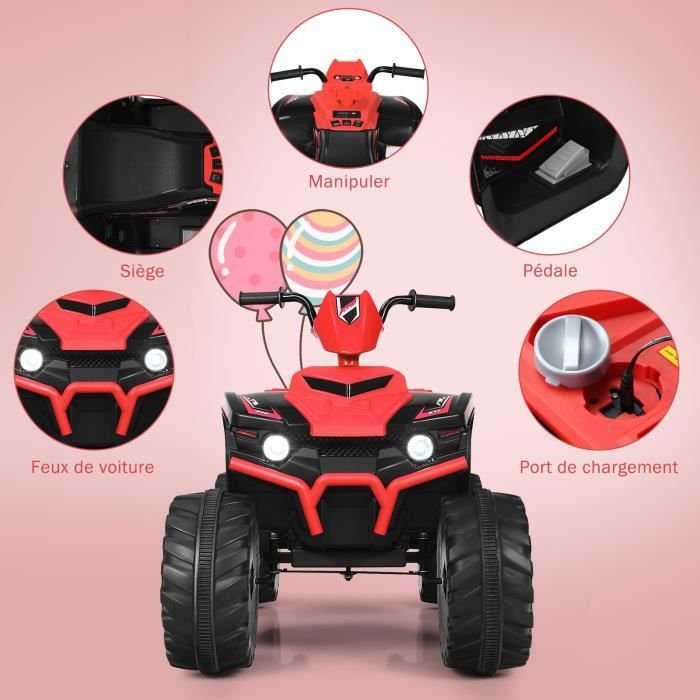 Quad électrique Enfant 12V GOPLUS – 2 Vitesses 2,8-5 Km/h, Phare LED, Klaxon, MP3/USB, Démarrage Lent, Pour 3-7 Ans, Rose