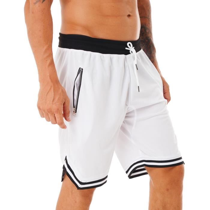 Lot De 2 Shorts De Sport Homme - Avec Poches Zippées - Tissu Respirant Et élastique - Pour Football, Fitness, Tennis