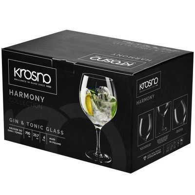 Krosno Verres Ballon Gin & Verres à Eau | Lot De 6 | 570 Ml | Collection Harmony | Pour La Maison, Les Restaurants Et Les Fêtes | Compatible Lave- Vaisselle | Cristal