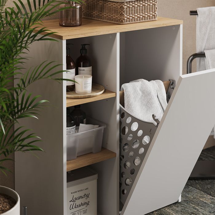 Ensemble meubles bain Ruben, 3 pièces, avec armoire haute, Blanc, Vicco - Maison
