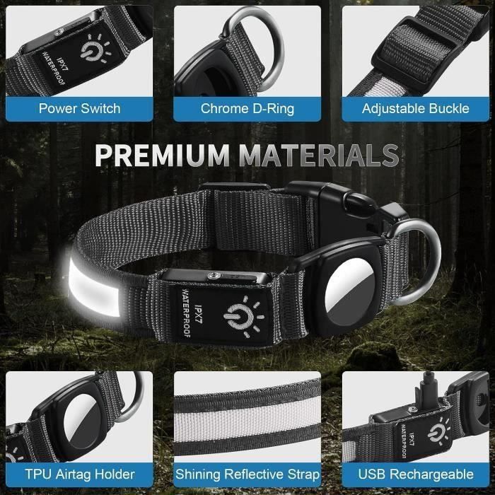 Collier Lumineux Pour Chien Rechargeable USB - LED Réglable, Clignotant, étanche, Tailles XS à L - 3