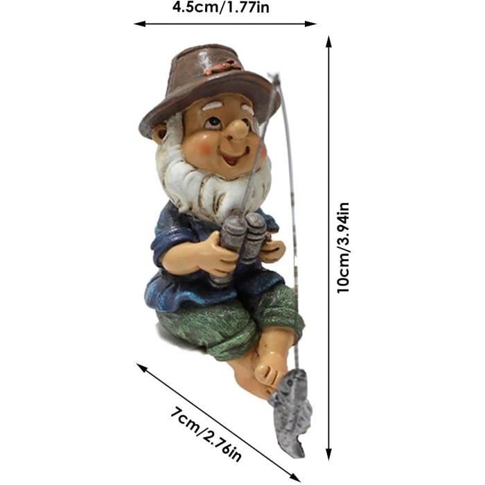 Figurine Vintage Pêcheur Doré - Statue Homme Poisson - Déco Rétro