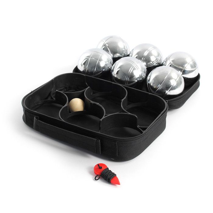 Toboli Set De Pétanque 6 Boules En Métal + Cochonnet En Bois + Housse Nylon + Mètre – Diamètre 7,3 Cm – Idéal Pour La Famille, Jardin, Plage