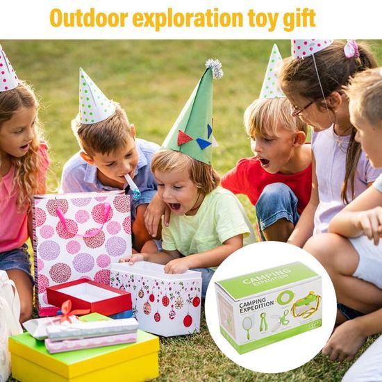 Ensemble d'Équipement de Camping pour Enfants et d'Exploration Extérieure, Jouet d'Aventure et Trousse d'Explorateur pour Garçons, Filles de 3 4 5 6 7 8 9 10 11 12 Ans, Jumelles, Boussole, Loupe