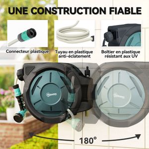 Housse Rétractable Pour Enrouleur De Tuyau D'arrosage - Protection Solaire Et Pluie - Taille 60x60x45 Cm - Pour Tuyaux Jusqu'à 40 M