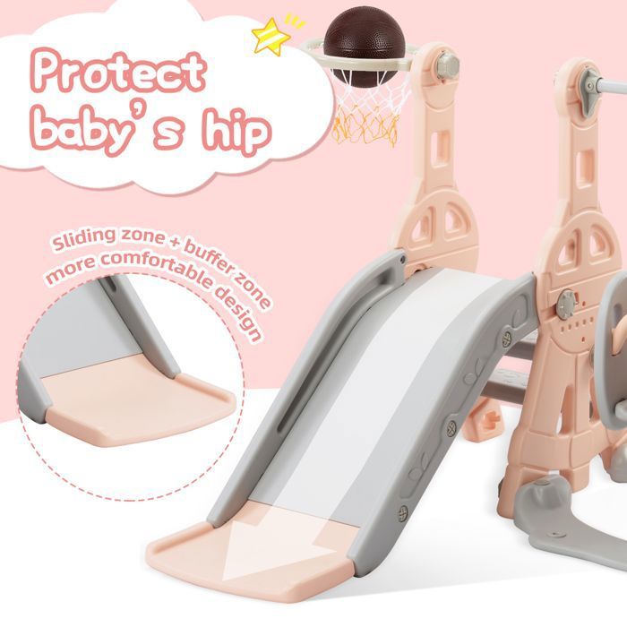 Toboggan - LEYTN - Multifonctionnel - Balançoire - Panier de basket - 1