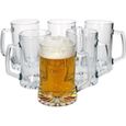 6 pièces Ensemble en verre Verre à bière Vivalto 380 ml I Verre à grande poignée avec fond en étoile I Chope à bière pour-0