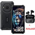 Blackview BV6200 Pro Téléphone Portable Incassable Android 13 6,56" 13000mAh 12Go+128Go Noir avec Écouteur Bluetooth Airbuds8(Noir)-0