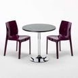 Table Ronde Noir Et 2 Chaises Colorees Polypropylene Set Interieur