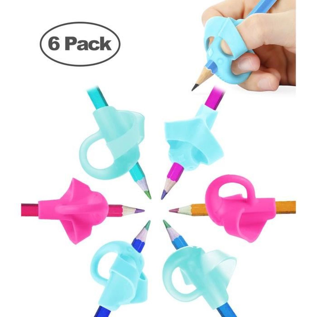 24 Grips Silicone Pour Crayon - Guide Ergonomique Enfant - Pour Droitiers Et Gauchers