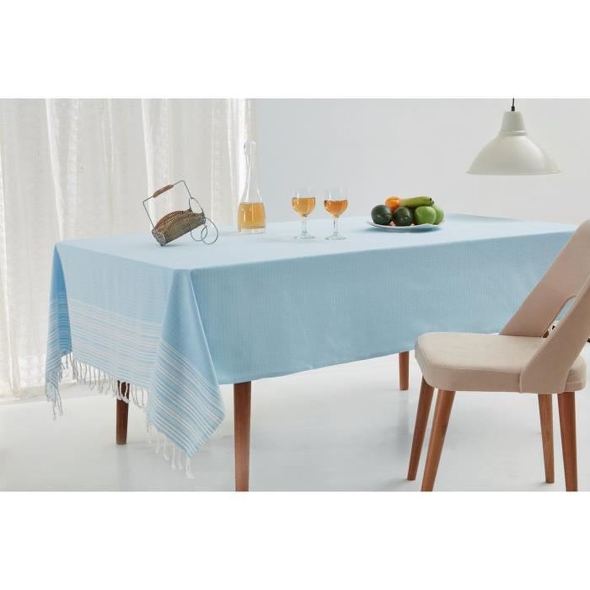 Nappe Ou Chemin De Table Tissu Caraibe Bleu Turquoise 160x250
