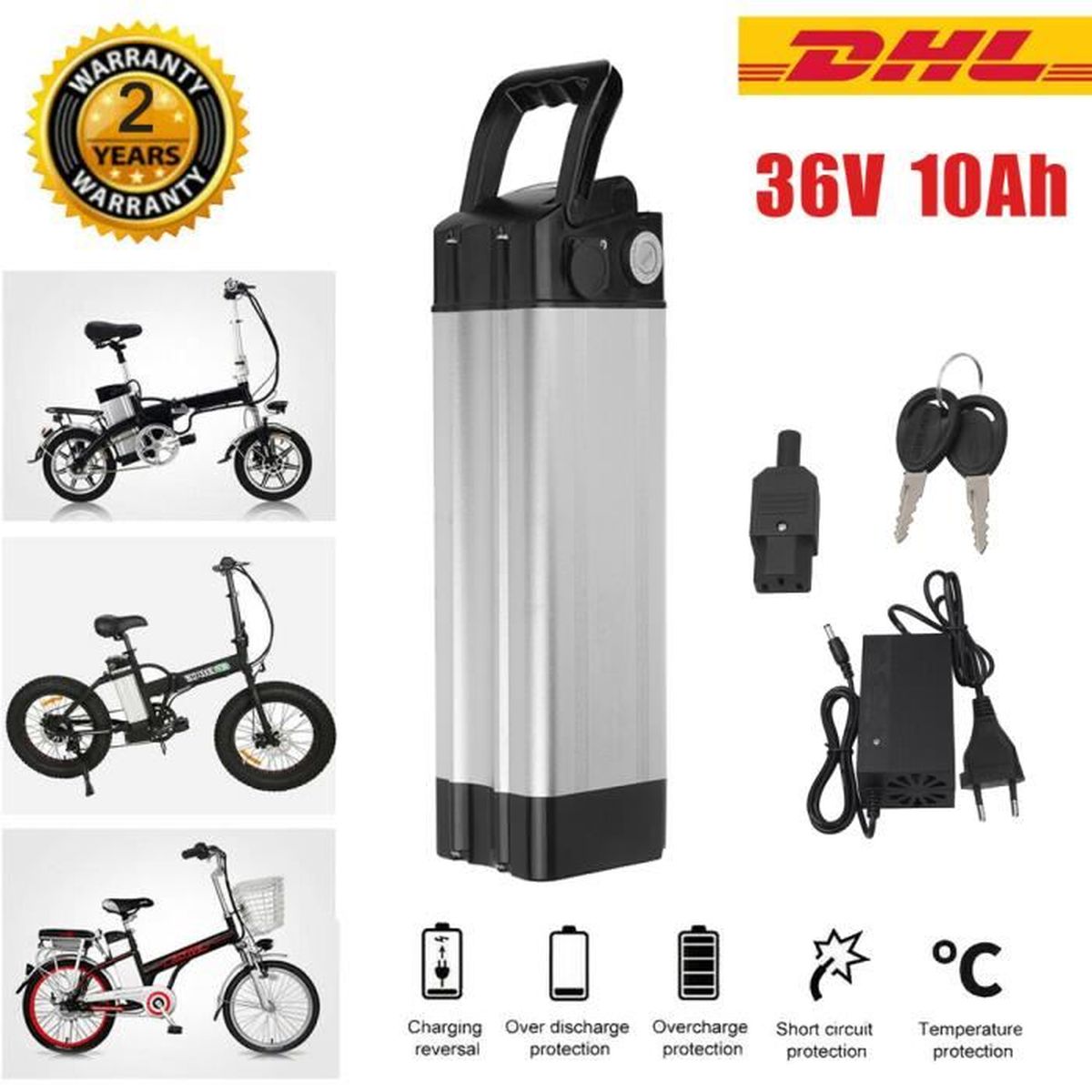 Batterie Vélo électrique 36V 15.6Ah Hailong - Autonomie Longue Distance, Compatible Moteurs 100W à 1500W