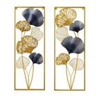 OUKANING Lot de 2 Décoration Murale de Ginkgo en Métal - 85 x 31 cm - 3D Décoration Murale Artistique en forme de feuille de ginkgo