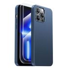 YAEFDD Coque pour iPhone 13 Pro Max - avec 2 protections d'écran, coque en cuir premium compatible MagSafe, couleurBleu