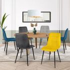 IDMARKET Lot de 6 chaises MILA en velours mix color bleu x2, gris foncé x2, gris clair, jaune