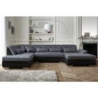 LISA DESIGN Vermont - canapé panoramique d'angle gauche - 7 places - XXL - Noir / Gris